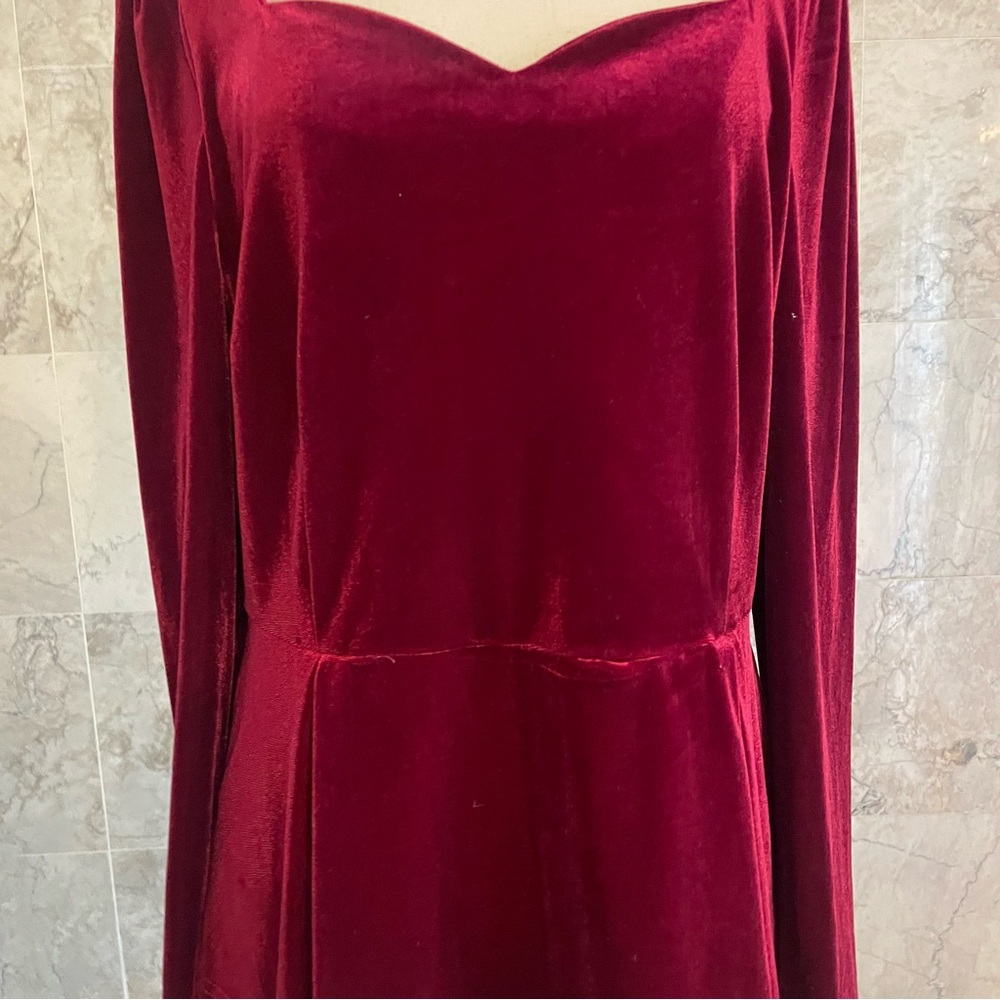 Allegra K Velvet Sweetheart Long Sleeve Top - Picture 3 of 8